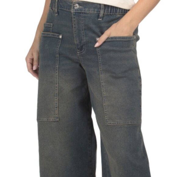 NEW MADDEN GIRL Seam Detail Wide Leg Jeans IN Dark Wash for women 825 2m7 - Picture 4 of 4